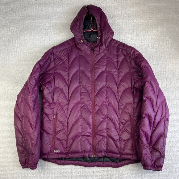 Outdoor Research Womens Aria Down Hoody Quilted Puffer Jacket Purple (READ) - Picture 1 of 16